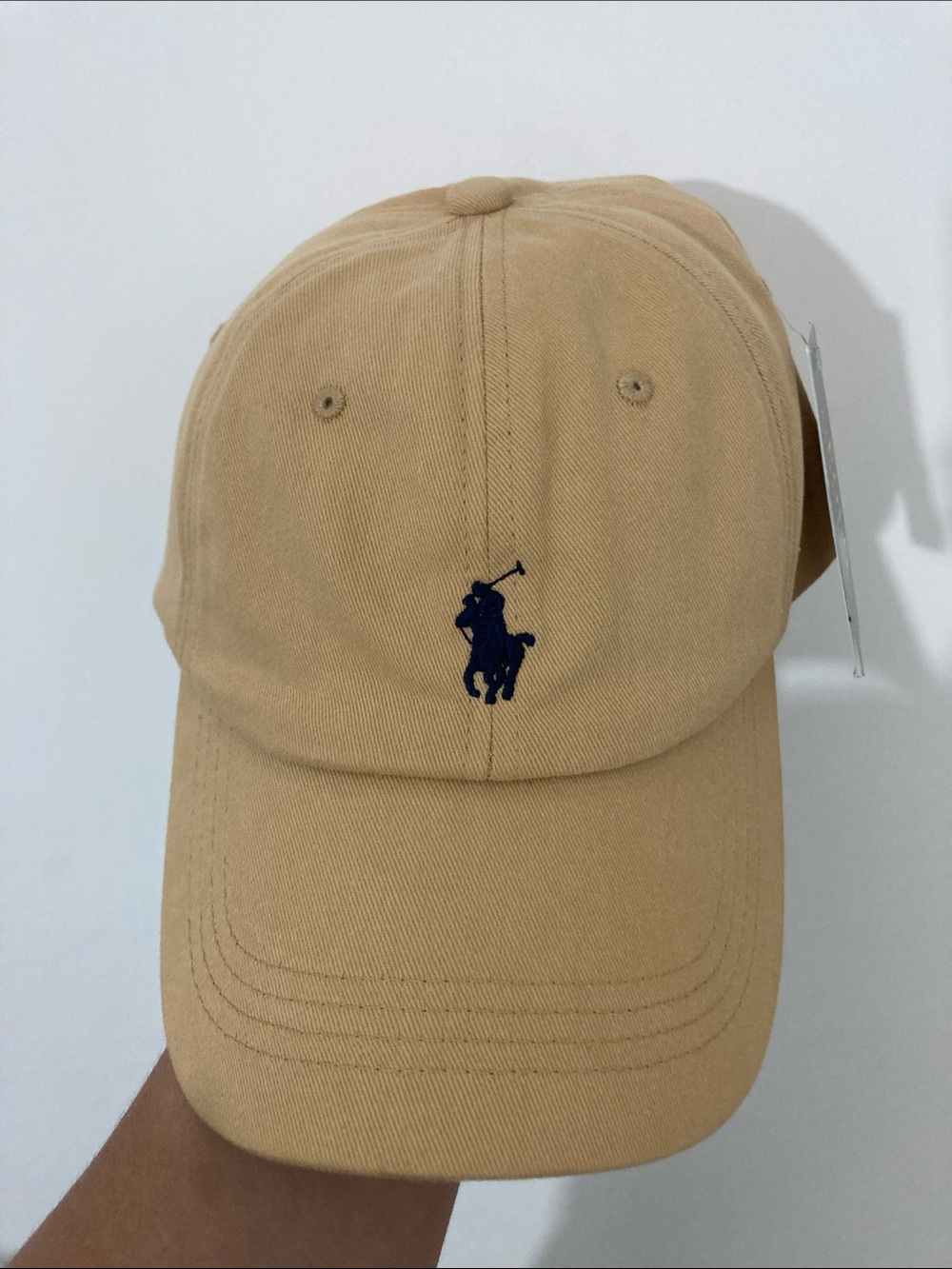 Ralph Lauren Tan Cap with Navy Pony Logo